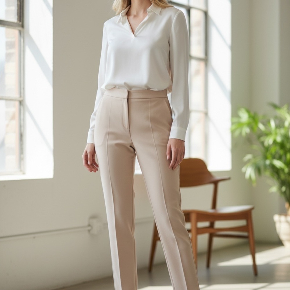 Trina Turk Cream Straight Leg Women's Pants